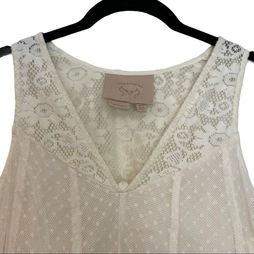 Anthropologie Vanessa Virginia Lace Peasant Top Women's Size 6 Petite - Picture 2 of 10